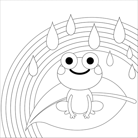 Rainbow And Frog Coloring Page